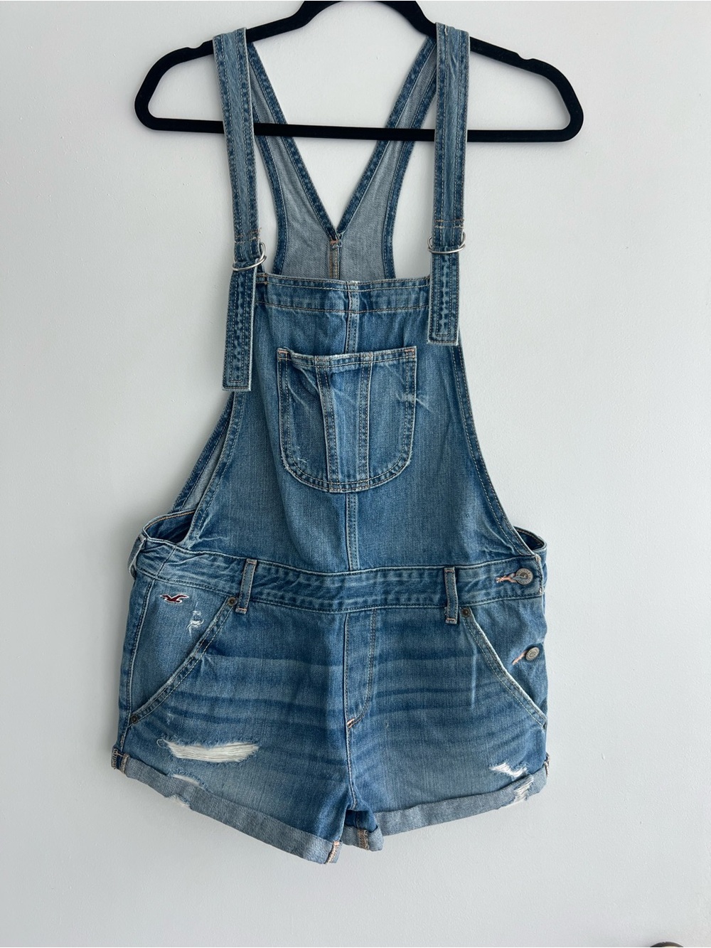 Hollister Y2K Vintage Blue Denim Short Overalls